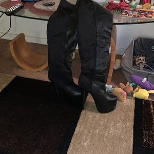 Black over the knee heel boots